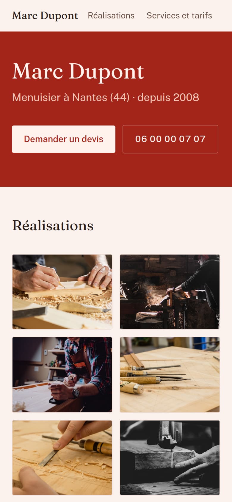 Menuisier, ambiance Clair, brique, structure chantiers